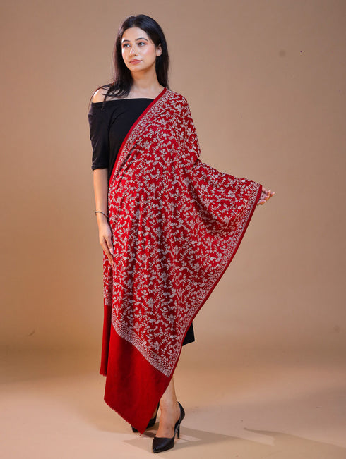 Women's Pure Wool Faux Pashmina Aari Embroidery Stole